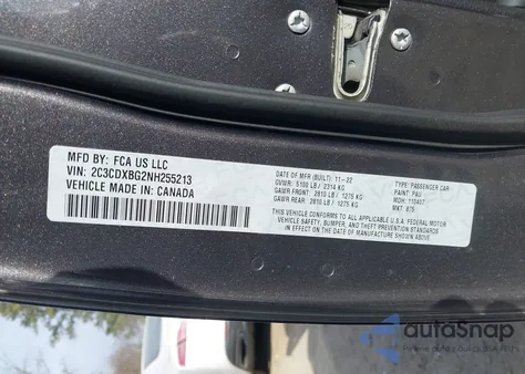 2022 Dodge Charger Sxt Rwd z USA, uszkodzony, nr VIN 2C3CDXBG2NH255213